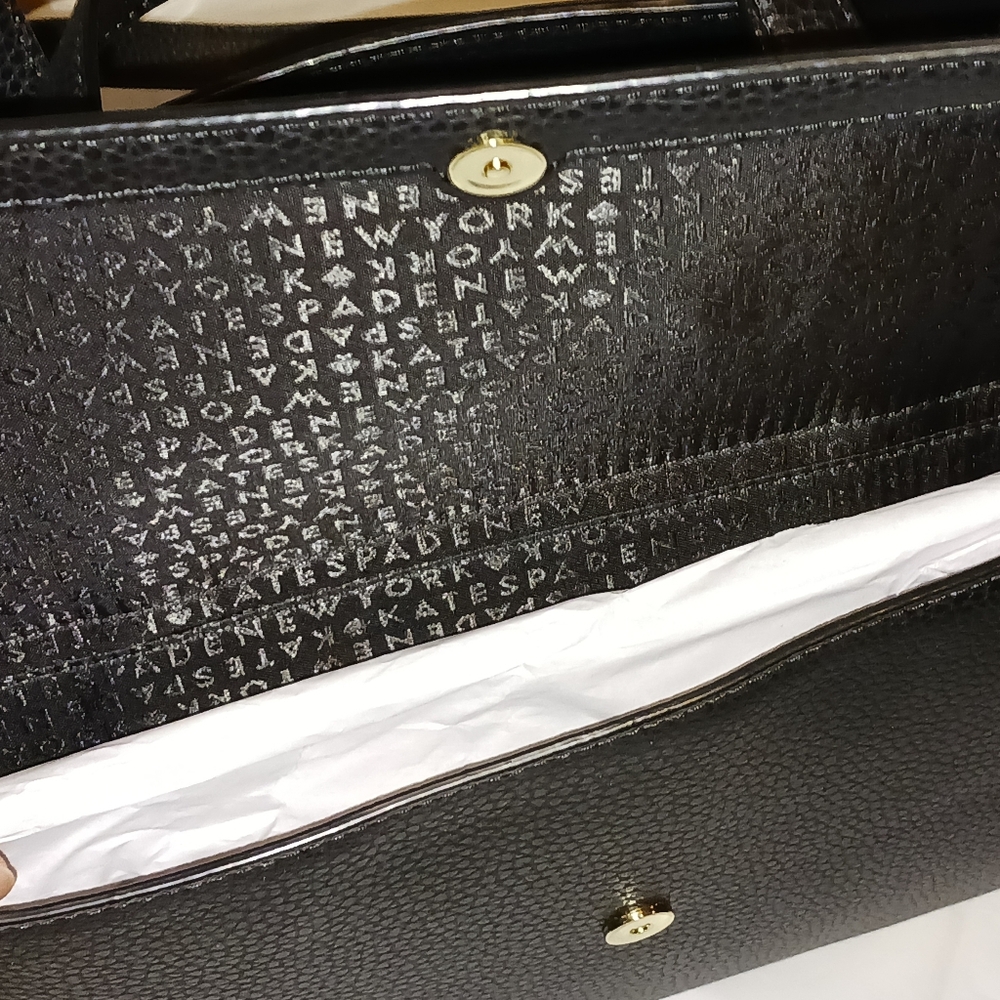 Kate Spade Chantal Bridge Place Bow Satchel Black Leather Handbag - Picture 8 of 13